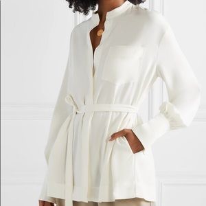 Wide cuff Japanese Stretch Crepe blouse with option to belt